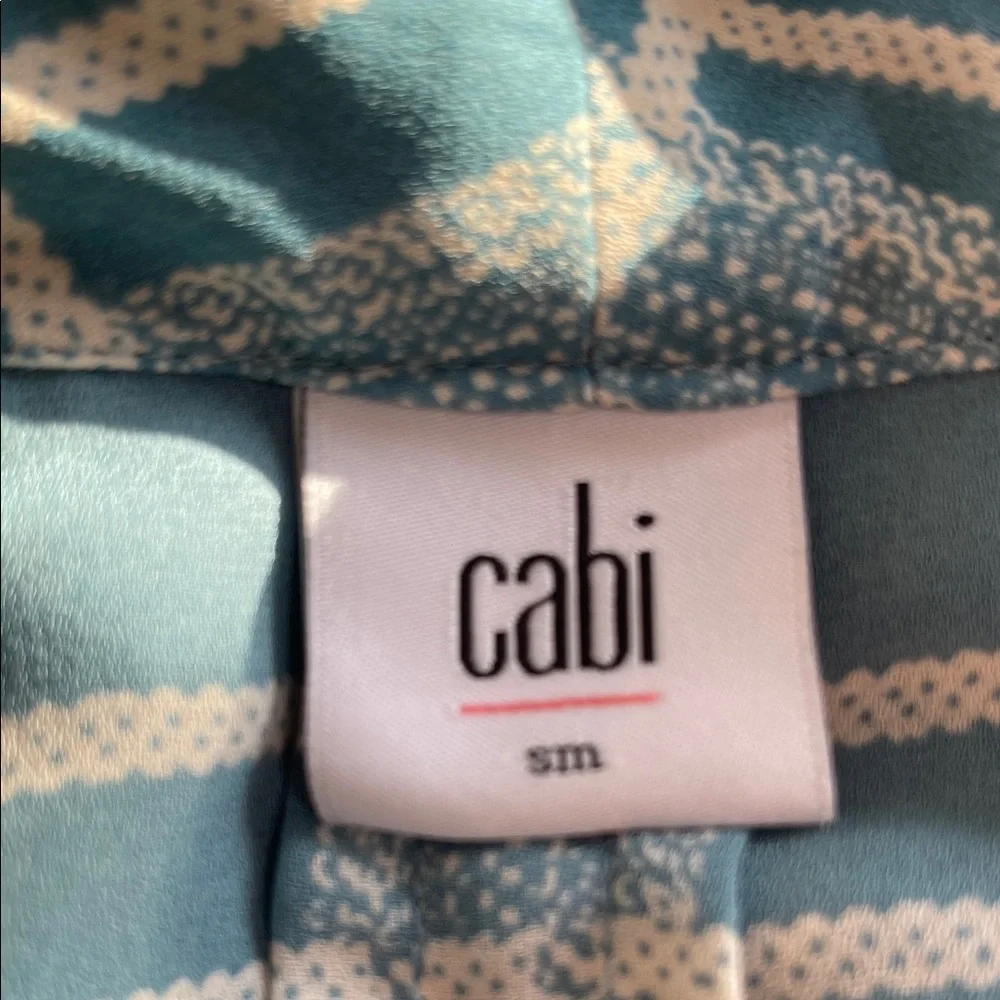 CAbi Teal and White Surplice Blouse - Picture 7 of 8